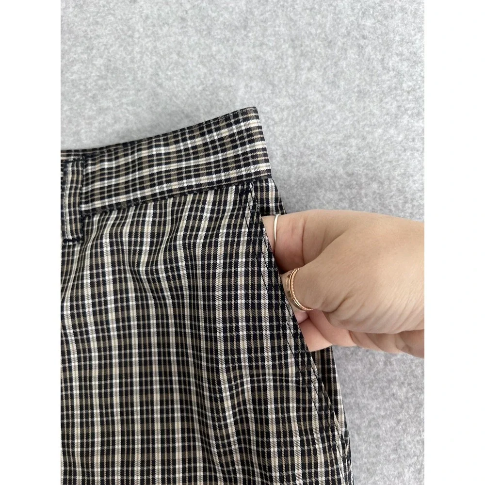 Adidas Golf Men's Lightweight Plaid Golf Shorts Size 34 Flat Front Black Khaki